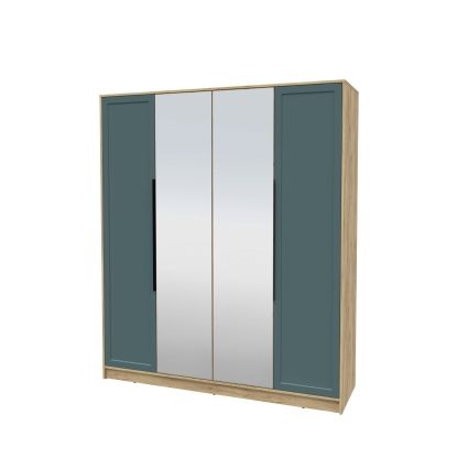 Шкаф распашной Тренд КТ-Ш4 (з) (Дуб золотой ЛДСП/ Верде ЛМДФ) Ш1800 В2128 Г547